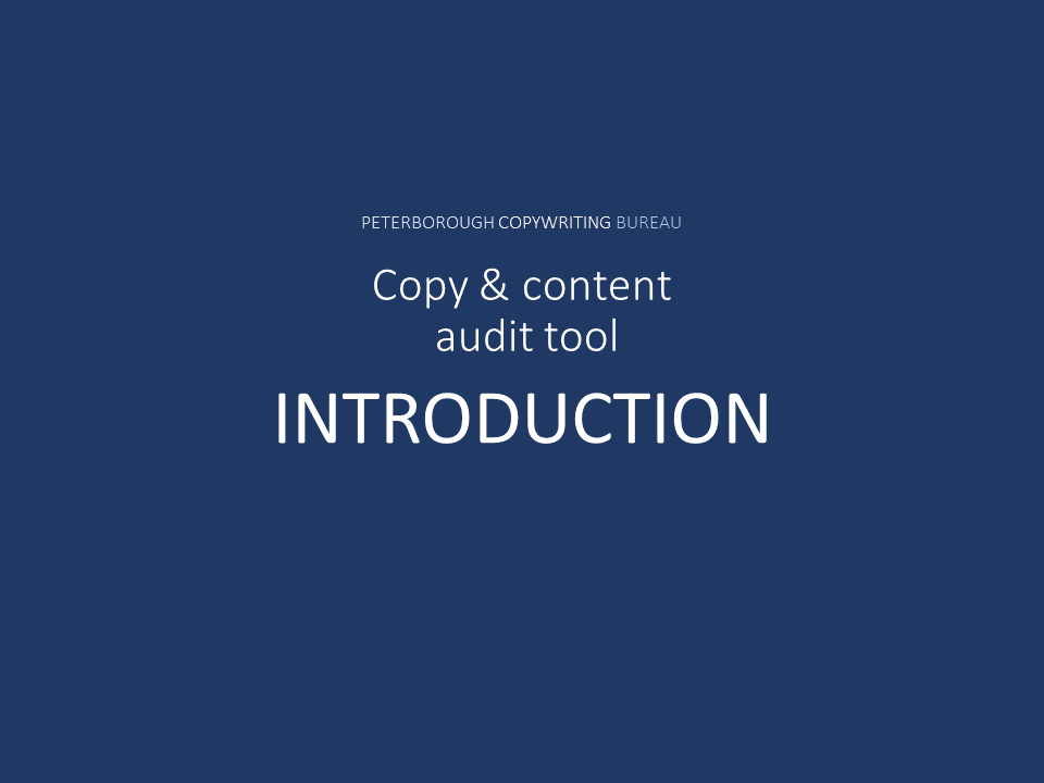 Copy and content audit tool - introduction