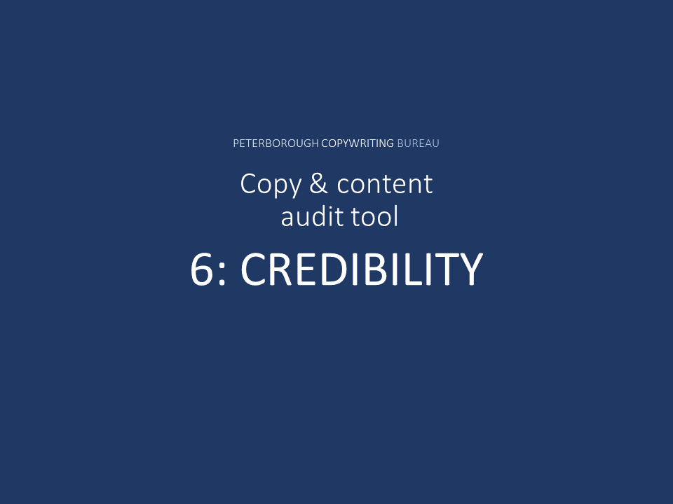 Title image for copy and content audit tool blog part six credibility