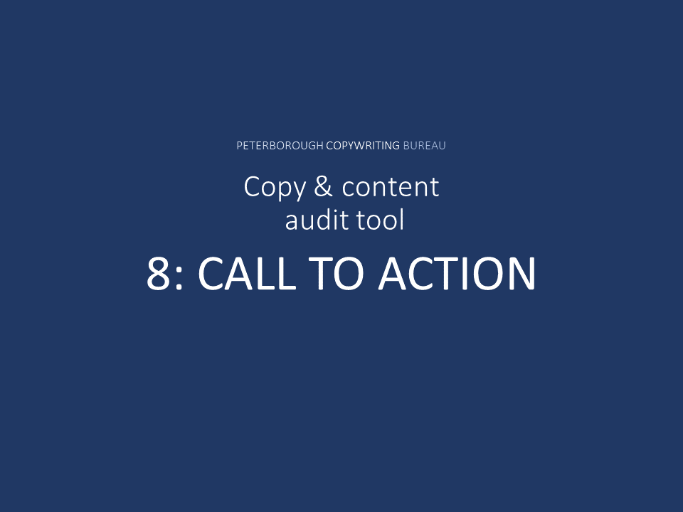 Title for article on use of a call to action in copy and content